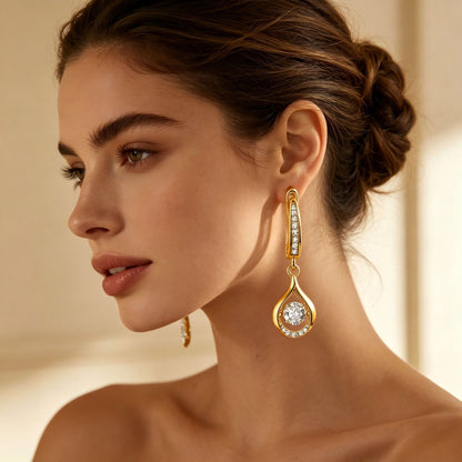 Dancing Teardrop Cubic Zirconia Earrings