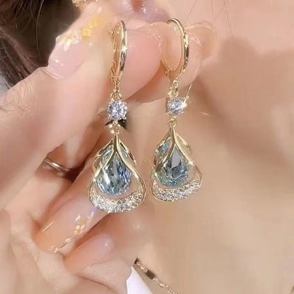 Geometric Teardrop Cat s Eye Earrings