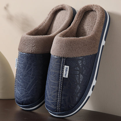 Plush-Lined Slip-On House Slippers