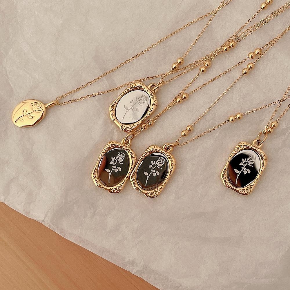 Vintage Floral Mirror Necklace