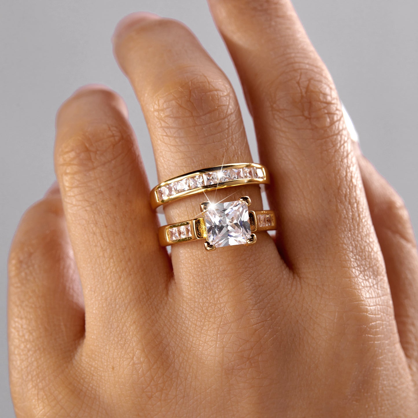 Classic Princess Cut 2-Piece Engagement & Wedding Ring Set