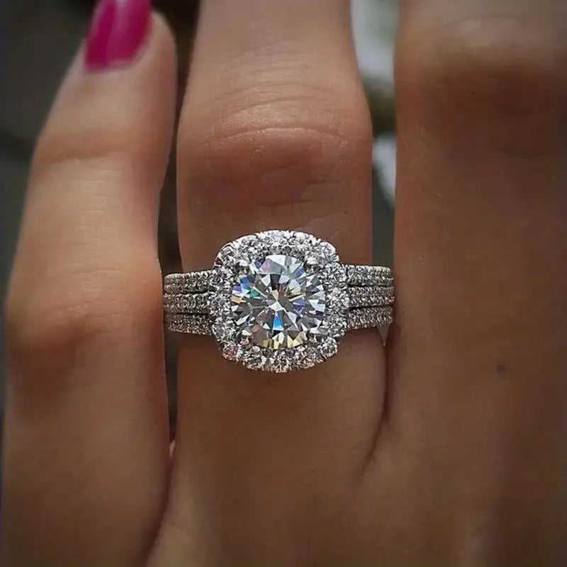 Cubic Zirconia Three-Row Eternity Ring