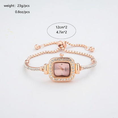 Fashion Heart Floral Diamond Inlaid Bracelet Watch