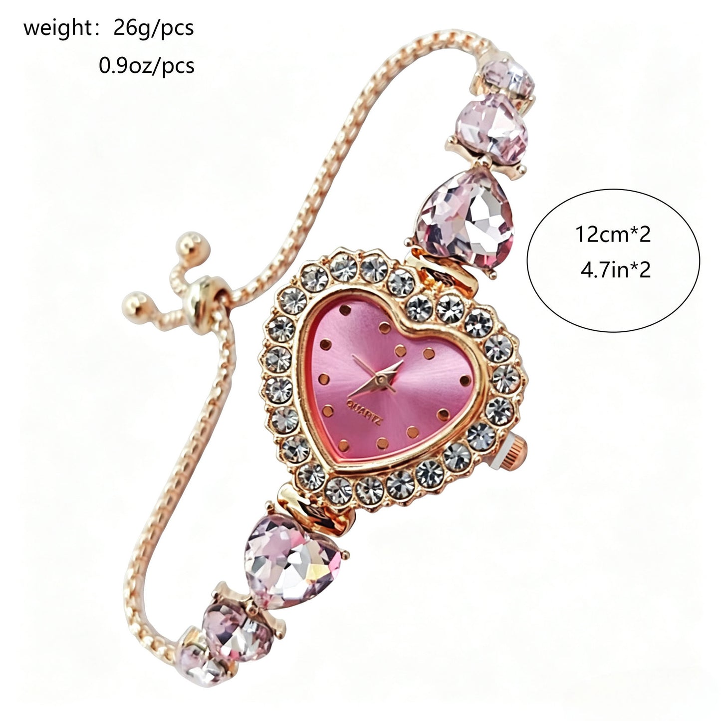 Fashion Heart Floral Diamond Inlaid Bracelet Watch