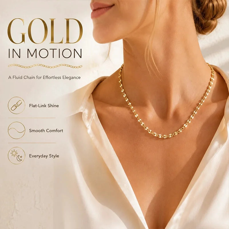 Gold-Tone Flat Chain Necklace – 60 cm