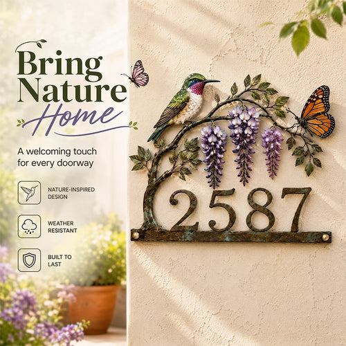 Personalized Hummingbird House Number Sign