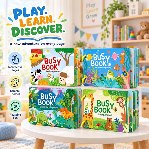 Reusable Preschool Busy Book for Early Learning and Quiet Play