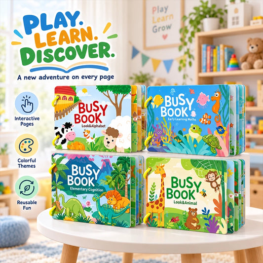 Reusable Preschool Busy Book for Early Learning and Quiet Play
