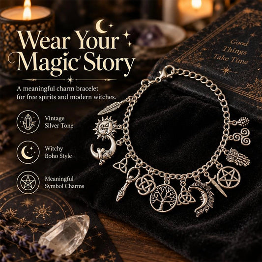 Vintage Witchy Celestial Charm Bracelet for Mystical Everyday Style