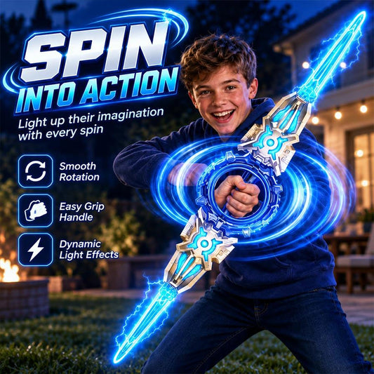 Rotating Light-Up Toy Sword with USB-C Charging Cable
