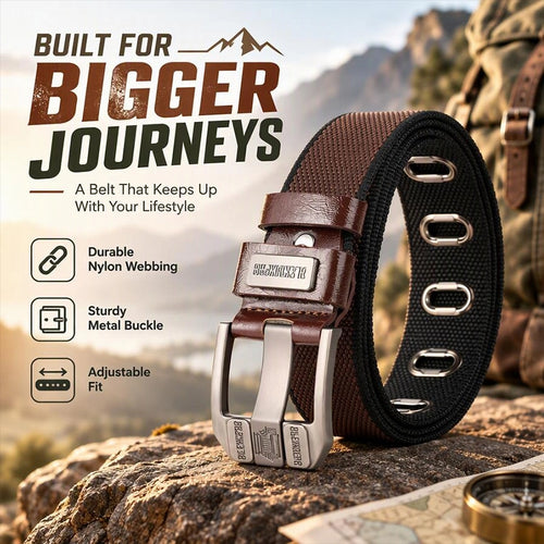 Holeless Canvas Belt with Metal Buckle for Everyday Wear