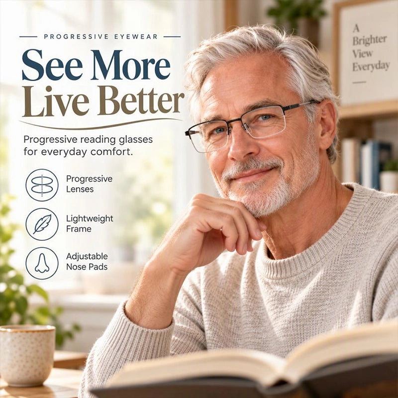 Half-Rim Multifocal-Style Reading Glasses in Black or Gold
