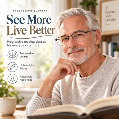 Half-Rim Multifocal-Style Reading Glasses in Black or Gold