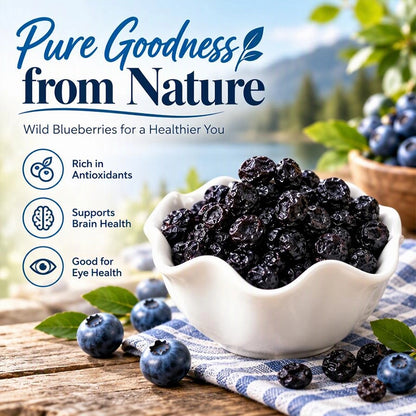 Premium Unsweetened Dried Wild Blueberries – 250g Bag