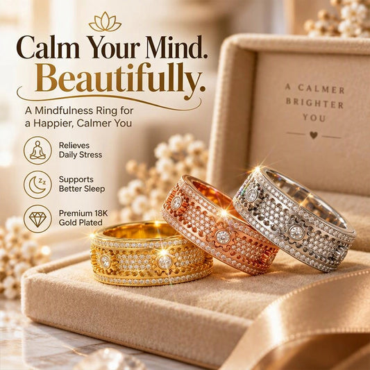 Crystal-Accent Rotating Gear Ring