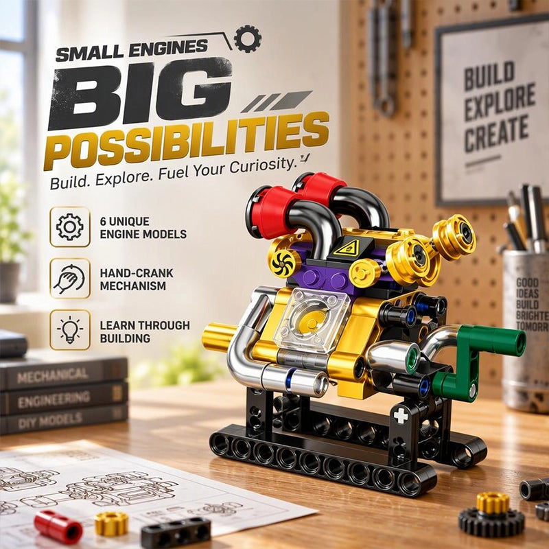 Six-Model Hand-Crank Engine Building Kit