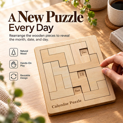 Wooden Daily Calendar Puzzle for a Screen-Free Challenge