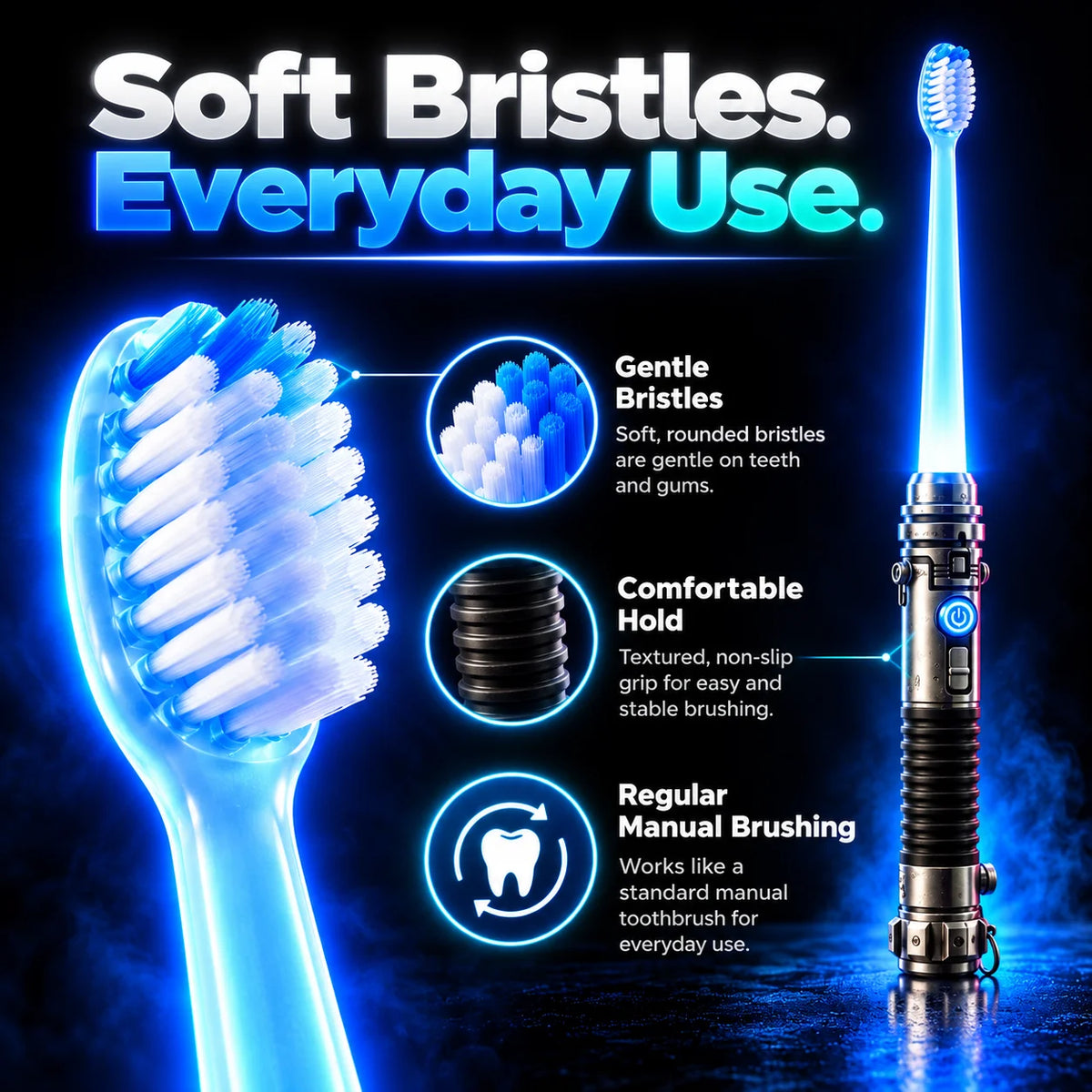 LED Glow Manual Toothbrush with a Sci-Fi Handle — view 6