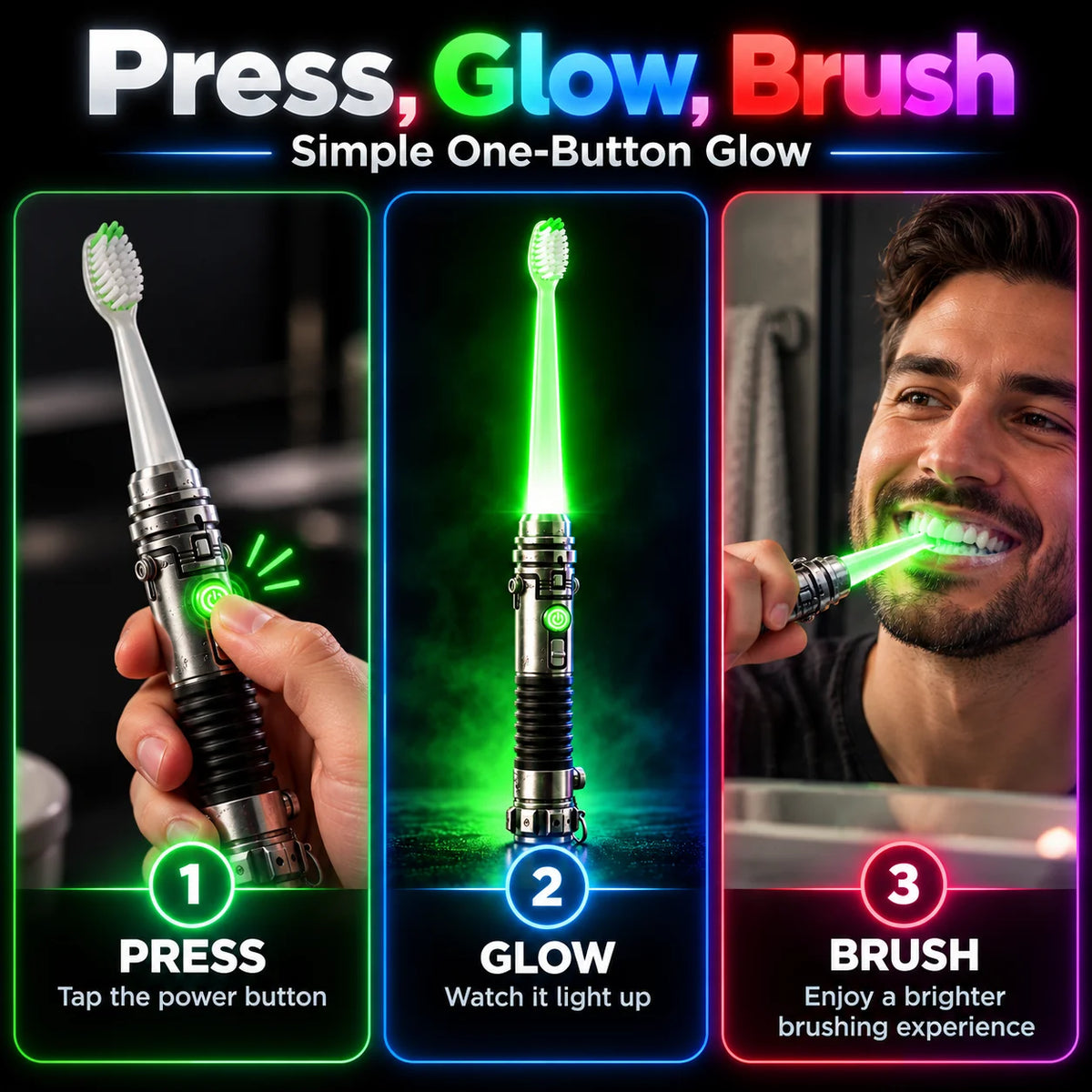 LED Glow Manual Toothbrush with a Sci-Fi Handle — view 7