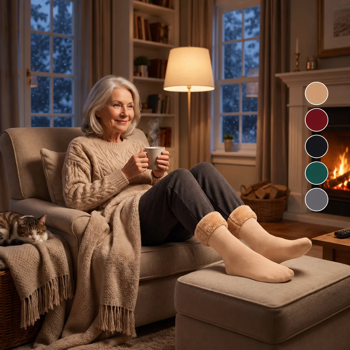 Plush-Lined Ankle Socks for Chilly Days, 5 Pairs — view 1