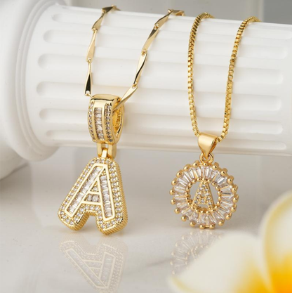 Full Paved Crystal Sugar 26 Letters Pendant Necklace