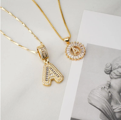 Full Paved Crystal Sugar 26 Letters Pendant Necklace