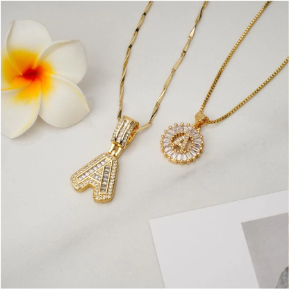 Full Paved Crystal Sugar 26 Letters Pendant Necklace