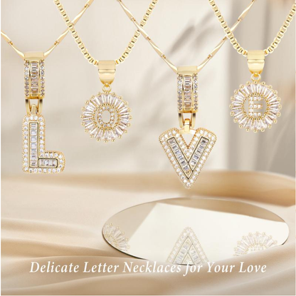 Full Paved Crystal Sugar 26 Letters Pendant Necklace