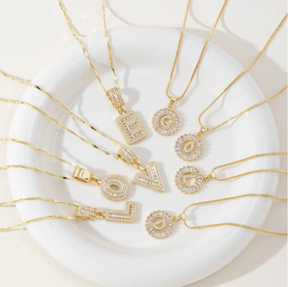 Full Paved Crystal Sugar 26 Letters Pendant Necklace