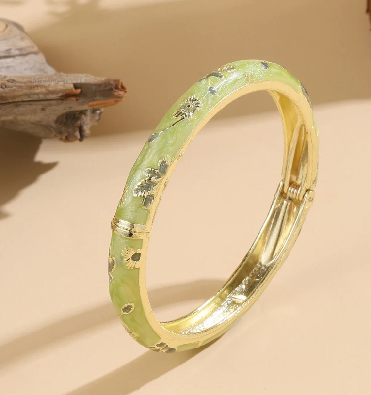 Floral Cloisonné Enamel Bangles – 2 Pack