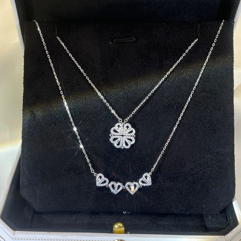 4-Leaf Clover 4 Hearts Necklace 2-Pack