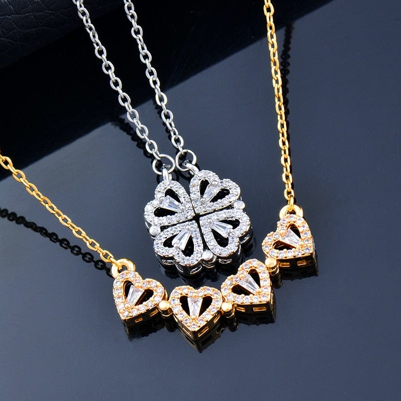 4-Leaf Clover 4 Hearts Necklace 2-Pack