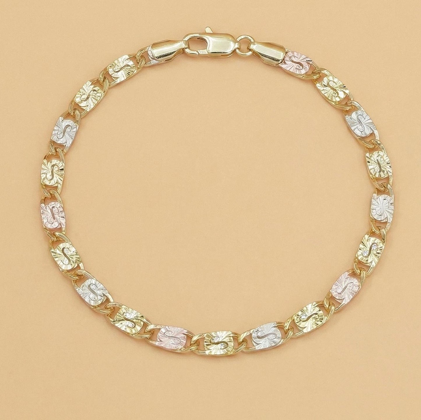 14K Gold Color Mariner Link Bracelet for Women