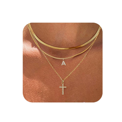 Adjustable Multi-Layer A-Z Gold Dainty Necklace Minimalist Luxury Daily Accessory