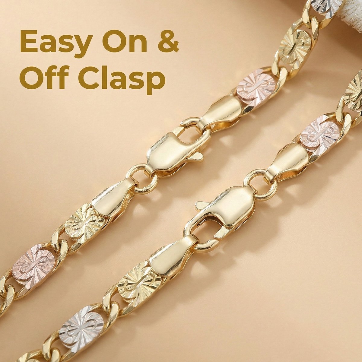 14K Gold Color Mariner Link Bracelet for Women