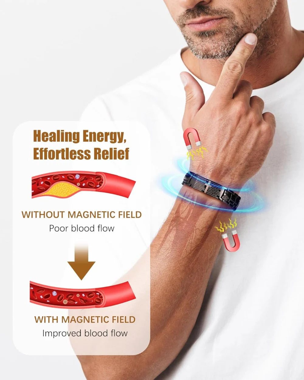 Magnetic Copper Cross Bracelet for Men