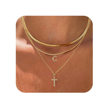 Adjustable Multi-Layer A-Z Gold Dainty Necklace Minimalist Luxury Daily Accessory