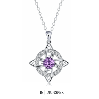 Mystical Birthstone Witches Knot Necklace – Natural Crystal🔮