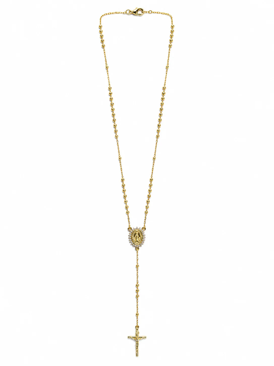 Miraculous Medal Necklace, Catholic Rosary Style Religious Rose Necklace