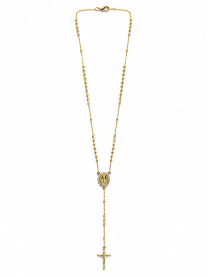 Miraculous Medal Necklace, Catholic Rosary Style Religious Rose Necklace
