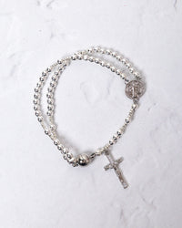 White Gold Magnetic Rosary Bracelet