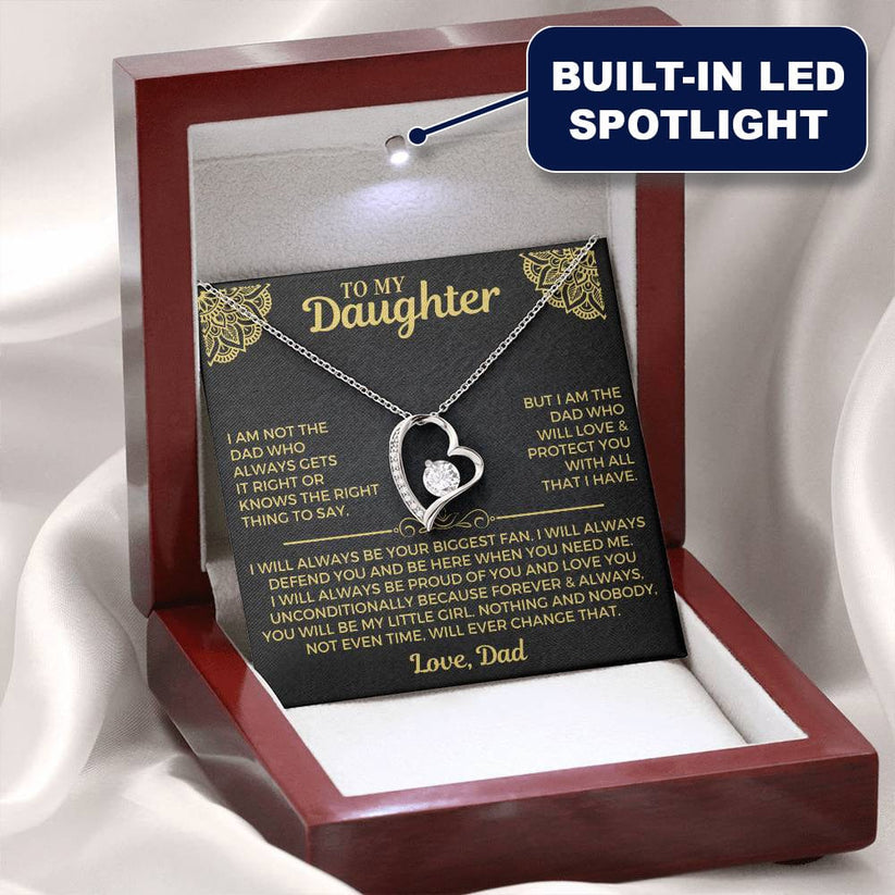 To My Daughter Heart Necklace with Light-Up Gift Box