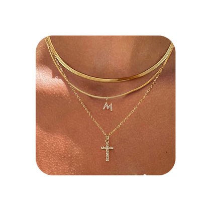 Adjustable Multi-Layer A-Z Gold Dainty Necklace Minimalist Luxury Daily Accessory