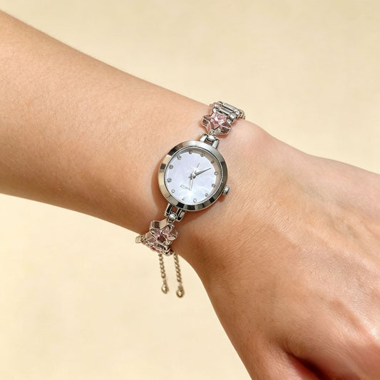 Fashion Heart Floral Diamond Inlaid Bracelet Watch