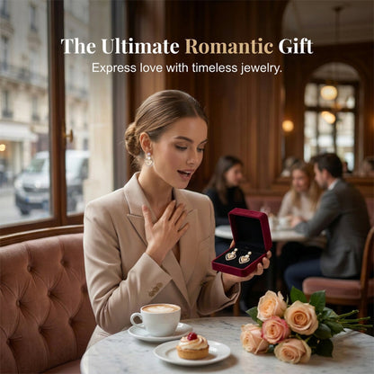 Women's Sparkling Double Heart Drop Earrings