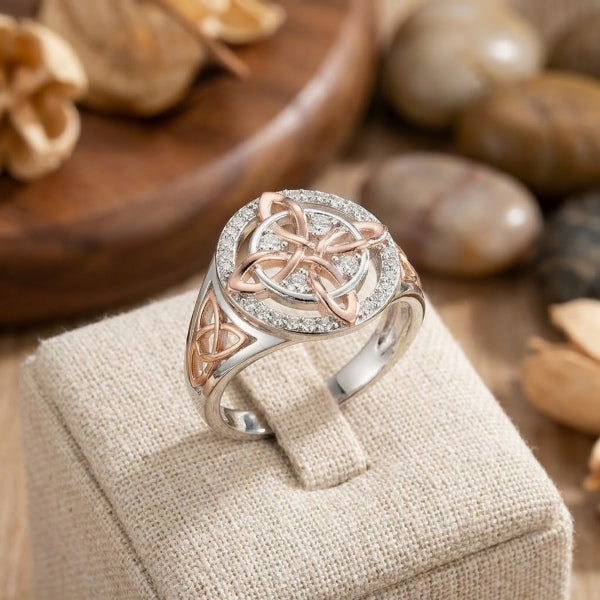 Two-Tone Clover Crystal Fashion Ring - image 3