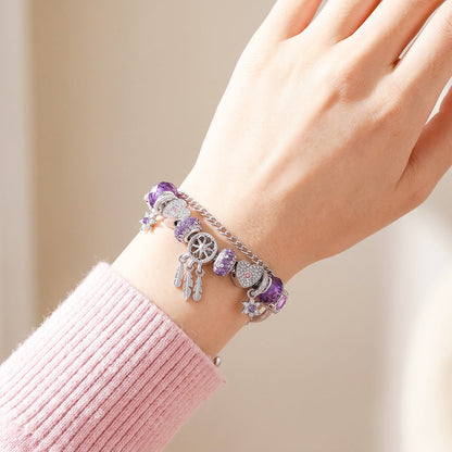 Purple Heart and Feather Charm Bracelet – product image 2