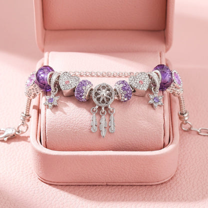 Purple Heart and Feather Charm Bracelet – product image 3