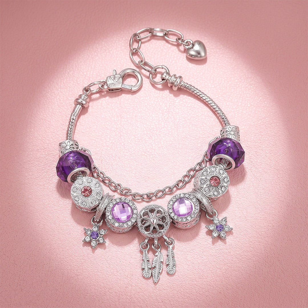 Purple Heart and Feather Charm Bracelet – product image 4
