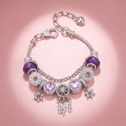 Purple Heart and Feather Charm Bracelet – product image 4